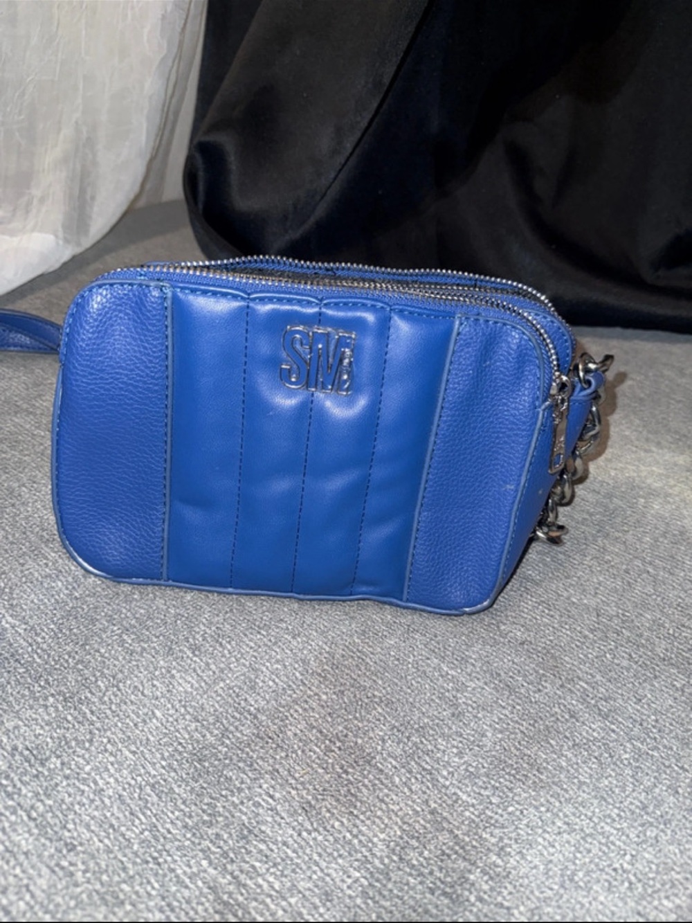 Steve Madden Royal Blue Quilted Crossbody Camera Bag